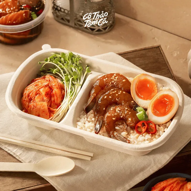 Set cơm tôm, trứng ngâm tương - Cô Thảo Tôm Cá