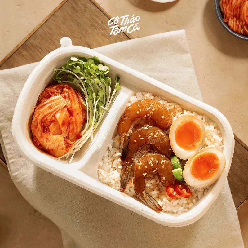 Set cơm tôm, trứng ngâm tương - Cô Thảo Tôm Cá