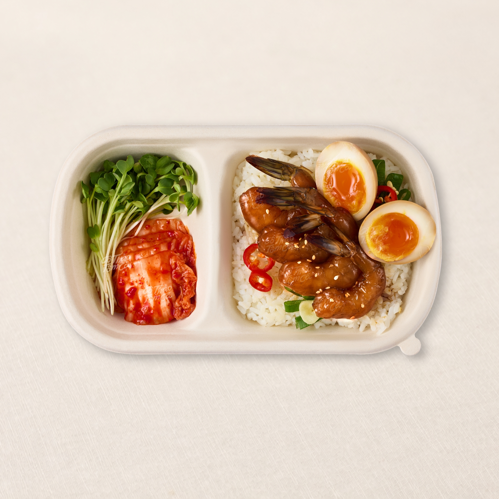 Soy-Marinated Shrimp & Soft-Boiled Egg Rice Set