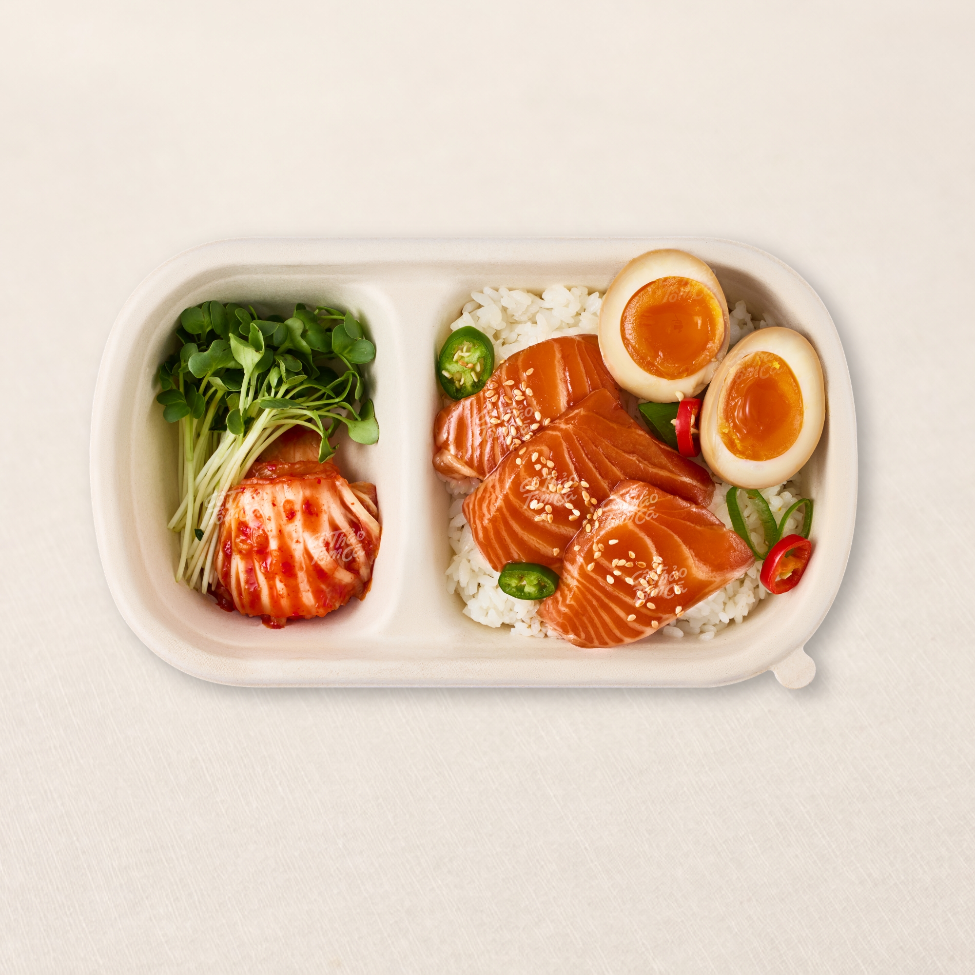 Soy-Marinated Salmon & Soft-Boiled Egg Rice Set