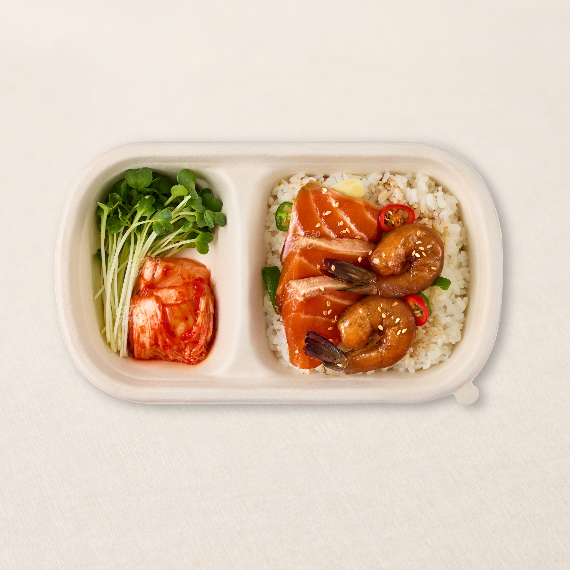 Soy-Marinated Salmon & Shrimp Rice Set