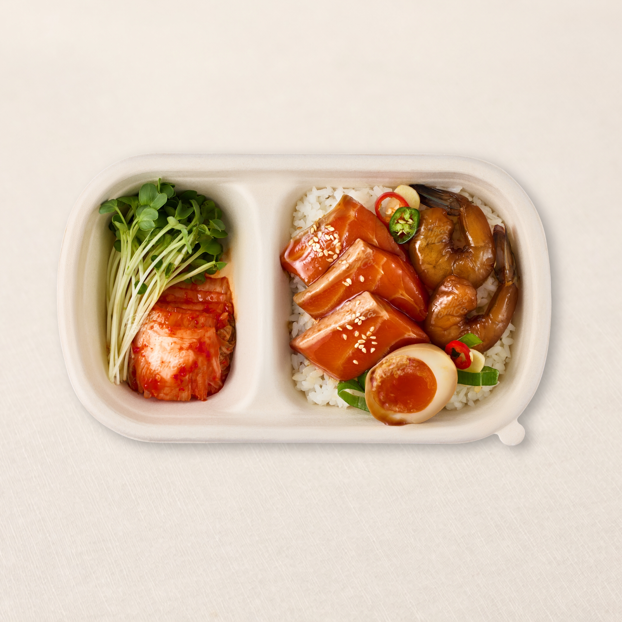 Full Topping Soy-Marinated Seafood Rice Set (Salmon - Shrimp - Egg)