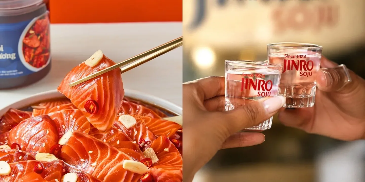 Chill ng&agrave;y mưa với đĩa c&aacute; hồi ng&acirc;m tương đậm vị b&ecirc;n cạnh ly soju m&aacute;t lạnh
