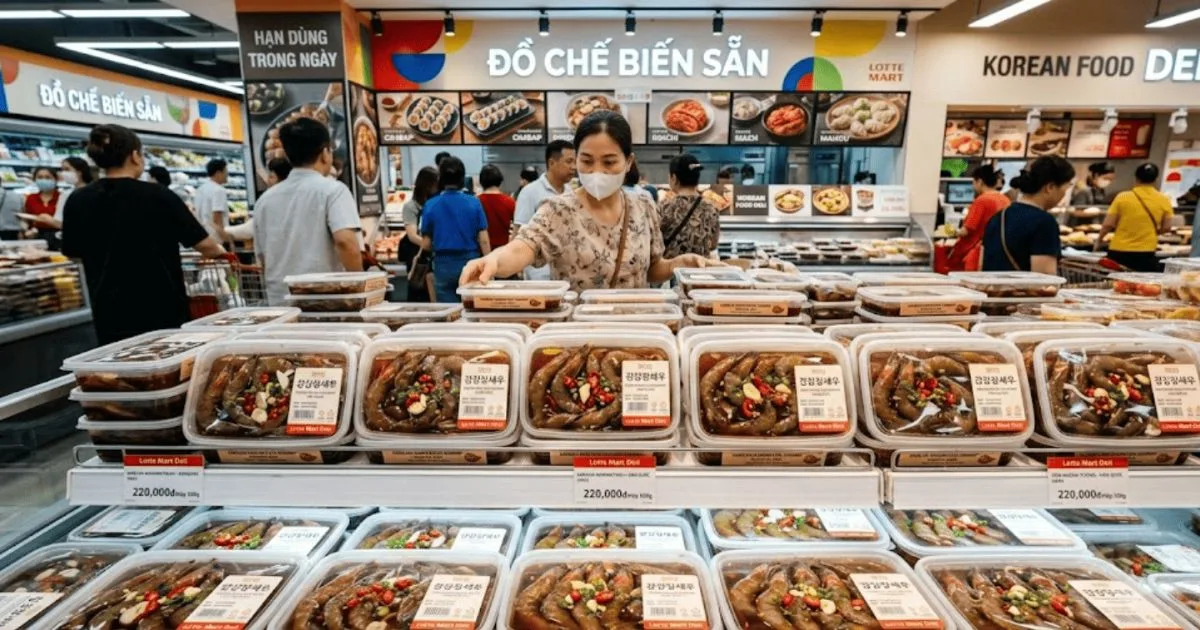 Hộp t&ocirc;m ng&acirc;m tương b&aacute;n tại khu Deli si&ecirc;u thị H&agrave;n Quốc ở TP.HCM