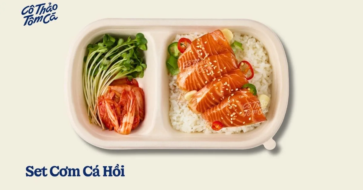 Set cơm C&aacute; hồi ng&acirc;m tương cơ bản